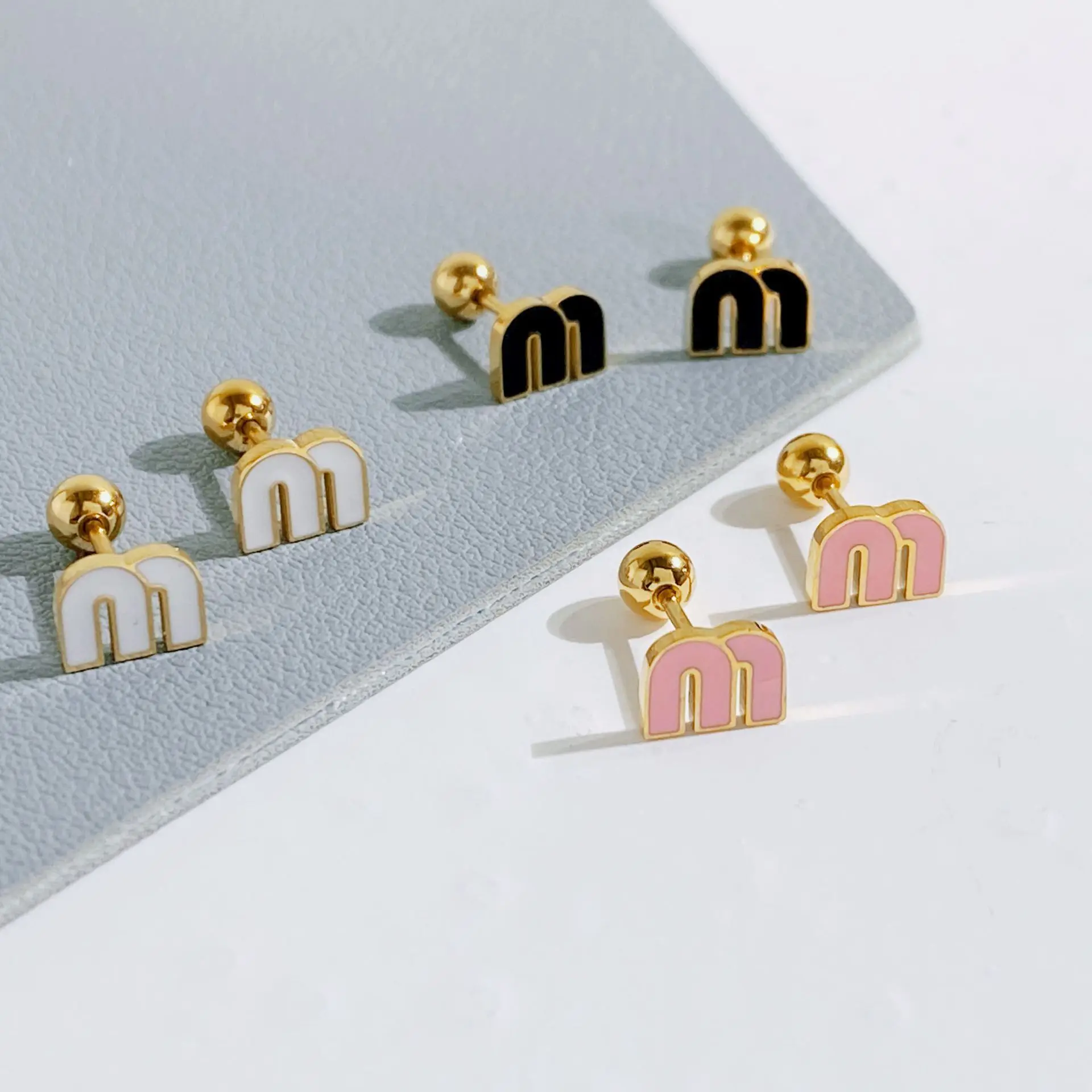 Korean Fashionable M Letter Stainless Steel Earring Minimalist Design Girl Birthday Festival Surprise Gift Romantic Jewelry