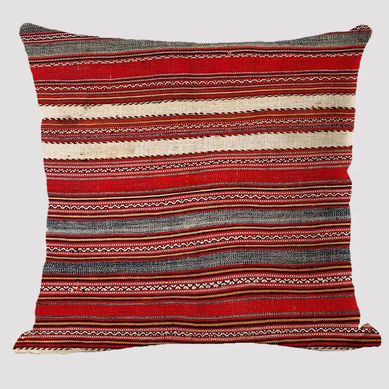 Bohemian Patterns Linen Cushions Case Multicolors Abstract Ethnic Geometry Print Decorative Pillows Case Living Room Sofa Pillow 