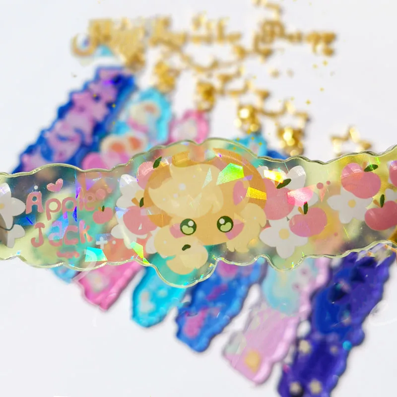 

Rainbowes Pony Jellyes Style Q Version Kawaii Model Anime Peripherals Acrylic Keychain Small Pendant