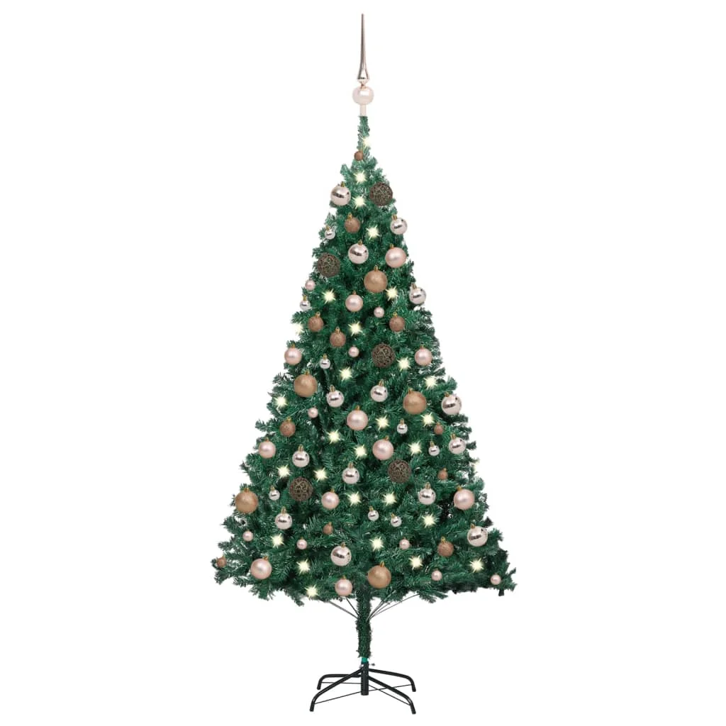 

Artificial Christmas Tree with LEDs & Ball Set, Christmas Decoration, Green PVC 150 cm set A
