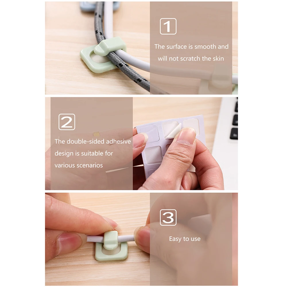 18Pcs Adhesive Cable Organizer Securing Clips USB Wire Organizer Clips Computer Wire Organizer Desktop Storage Line Holder