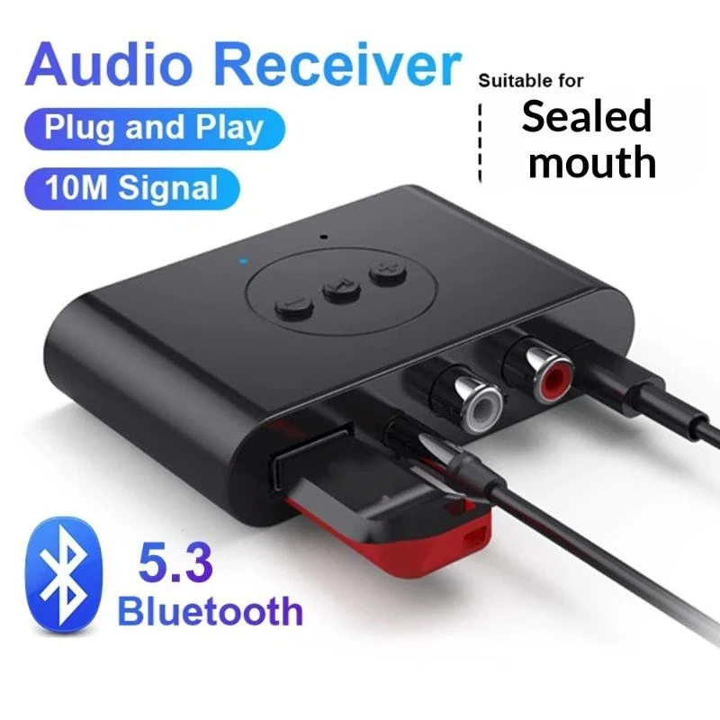 블루투스 5.3 수신기 송신기 스테레오 무선 어댑터 장거리 U 디스크 RCA 3.5mm AUX 잭 (자동차, 가정, TV 음악 재생용)