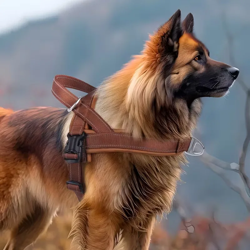 Tactical Dog Harness Escape-proof Padded Adjustable No Pull Vest_voghion.com