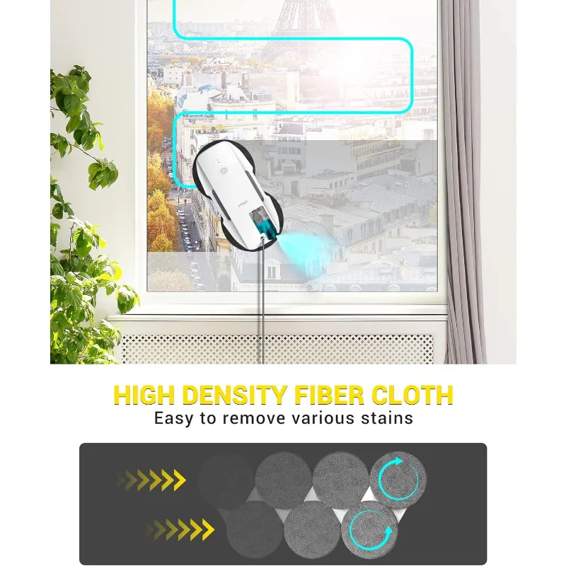 FMART T9 Pro Window Cleaning Robot,Ultrasonic Atomization Intelligent Water Spray,3800PA Suction Power,Intelligent Path Planning 5