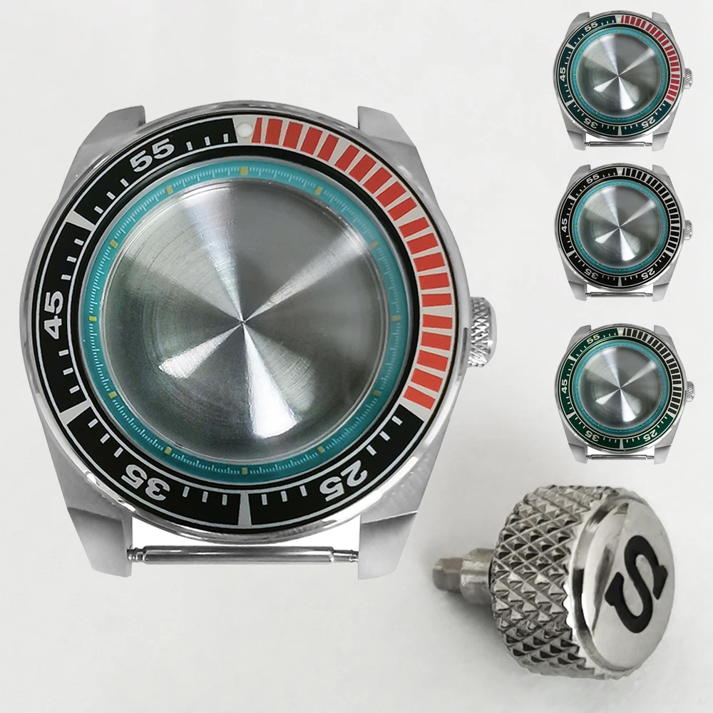 

Waterproof 43mm Sapphire Glass Case Stainless Steel Watch Case Light Blue Inner Shadow Watch Accessories For NH35 NH36 Movement