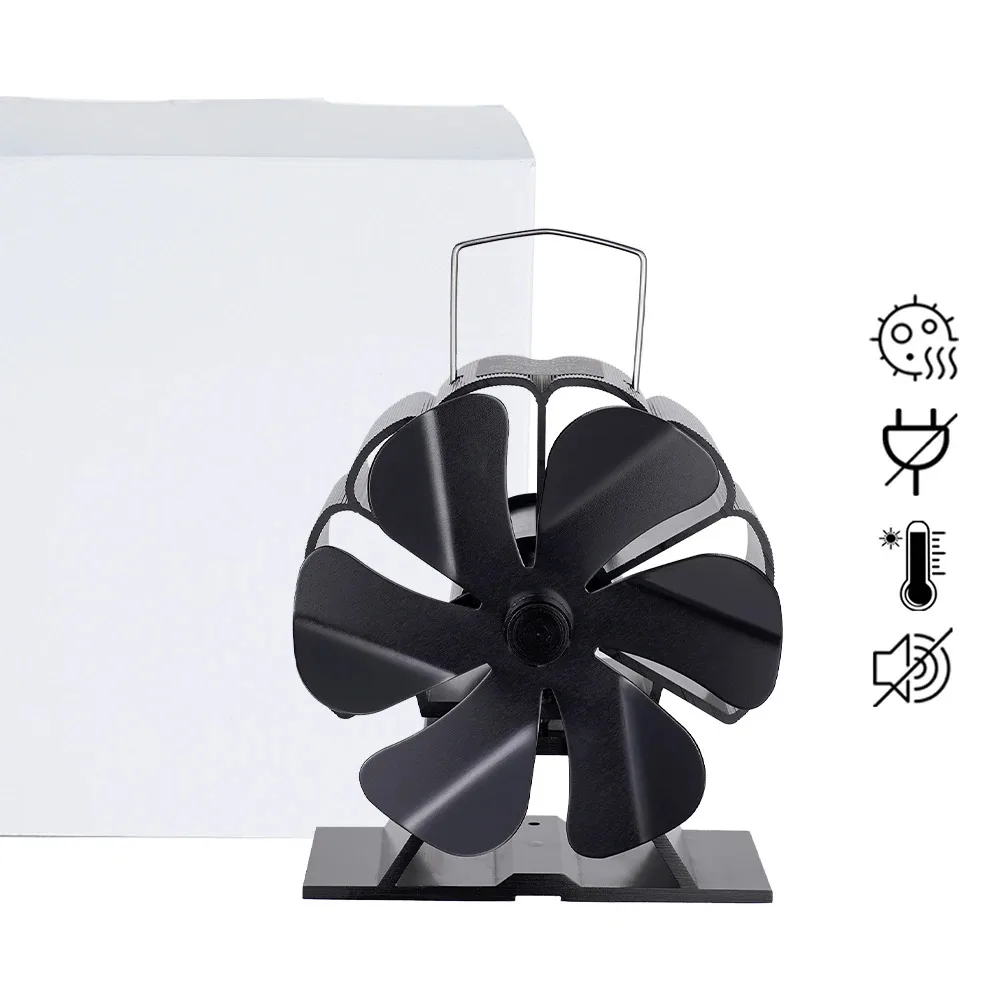 6 Blade Fireplace Fan Home Efficient High-temperature Stove Top Fan Eco Friendly Heat Distribution Heat Powered stove fan
