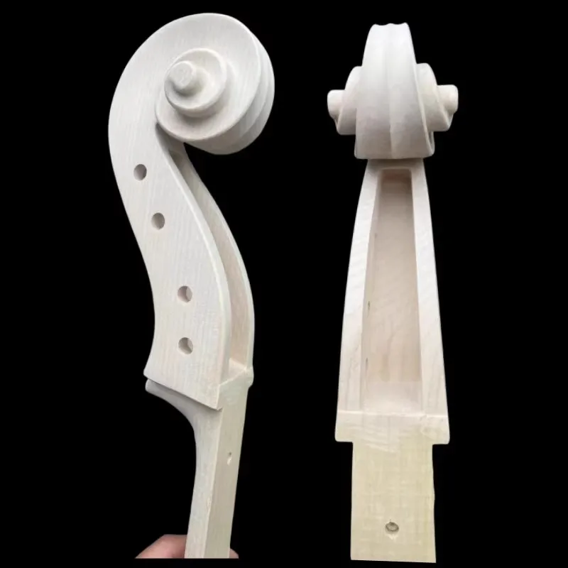 Violin Neck Head Unfinished Cello Neck 4/4 3/4 1/2 1/4 head Scroll Maple Full size Unvarnished DIY Cello parts