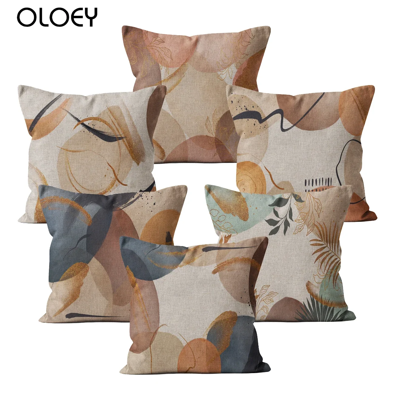

Art Cushion Cover Beige Linen Plant Throw Pillow Case Car Decor Home Decoration 45x45Abstract Decorative Pillowcase