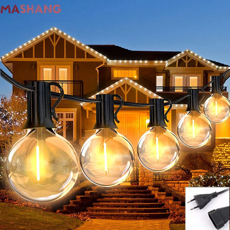 

30/50/100Led G40 String Light E12 Glass Bulb 110V/220V Festoon Led Globe Fairy Lights for Outdoor Garden Street Patio Yard Decor