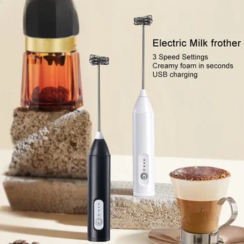 Wireless Electric Milk Frothers USB Recharge 3 Speeds Handheld Milk Foamer Mini Blender for Coffee Cappuccino Foam Maker Whisk 1