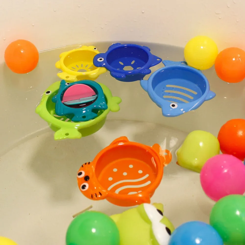 6Pcs Baby Bath Toy Stacking Cup Toddler Toys Ocean Stacking Tower Bathtub Water Play Beach Toys Educational Toy Children Gifts 6