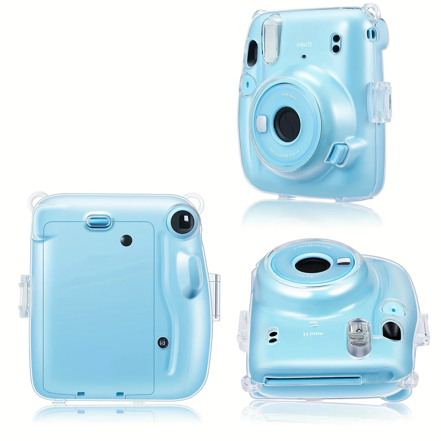 1 camera hard case Transparent case for Instax Mini 11 camera with strap