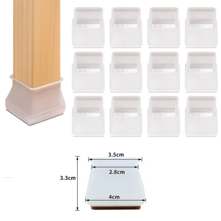 Silicone Chair Leg Protectors with Non-Slip Felt Pads - Set of 16, Floor Scratch Guards