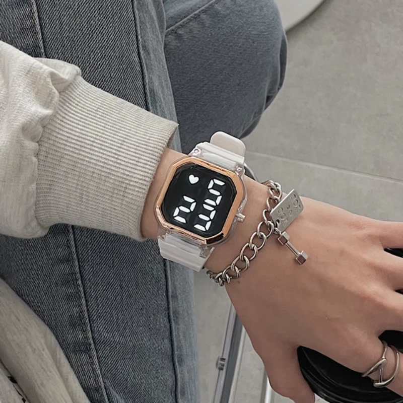 Brand Digital Watch for Women Simple Sports Small Square LED Electronic Watch Silicone Strap Wristwatch 2024 Fashion Gift Clock