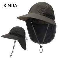 Summer Men Cap Quick Drying Outdoor Safari Hat Sunshade Visor Hat Hiking Climbing Fishing Hat Women Neck Protection Shawl Cap 5