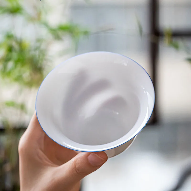 Sweet White Porcelain Tea Tureen Covered Bowl Tea Cup Single Non Hot Set Maker Ceramic Gaiwan Kung Fu Teaware