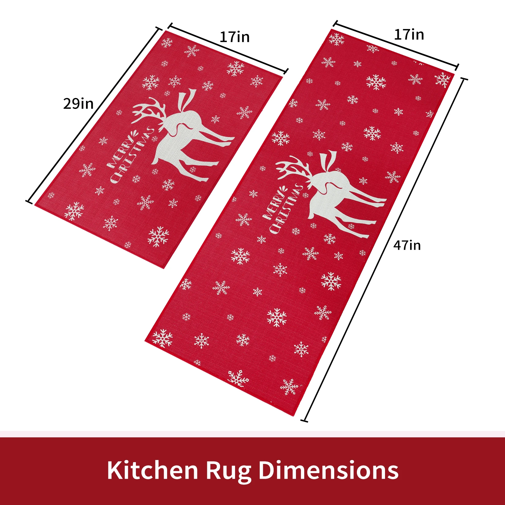 2er-Set dekorative Weihnachtsküchenteppiche mit Schneeflocke, rutschfeste, waschbare Küchenmatte für die Weihnachtsdekoration im Winter zu Hause – Detail 23
