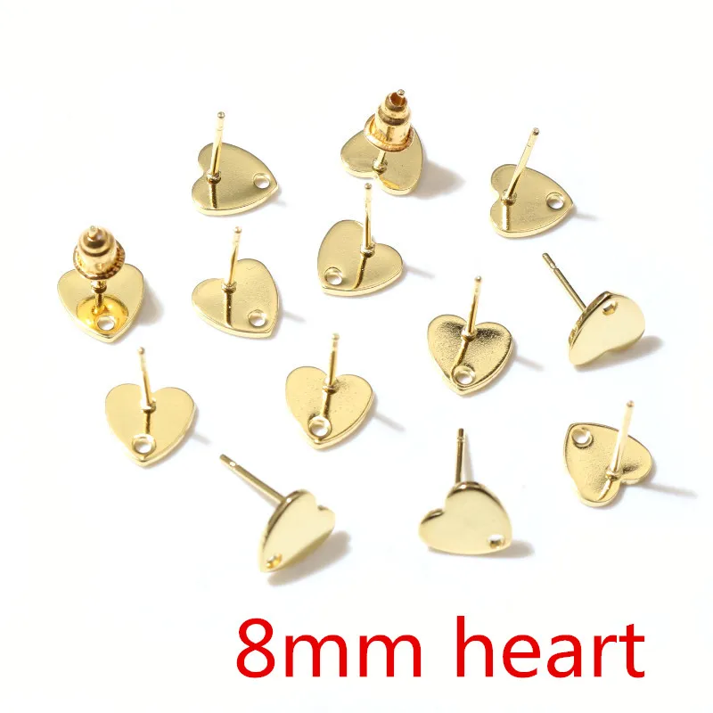 316 Stainless Steel Gold Color Geometric Earring Stud Earring Posts Connector For DIY Earrings Jewelry Making Supplies 20pcs