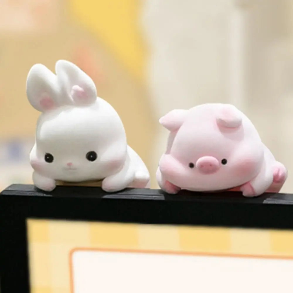 Flocking Computer Monitor Decoration Desk Ornament Computer Display Screen Animal Model Panda Dog Penguin Center Console Doll