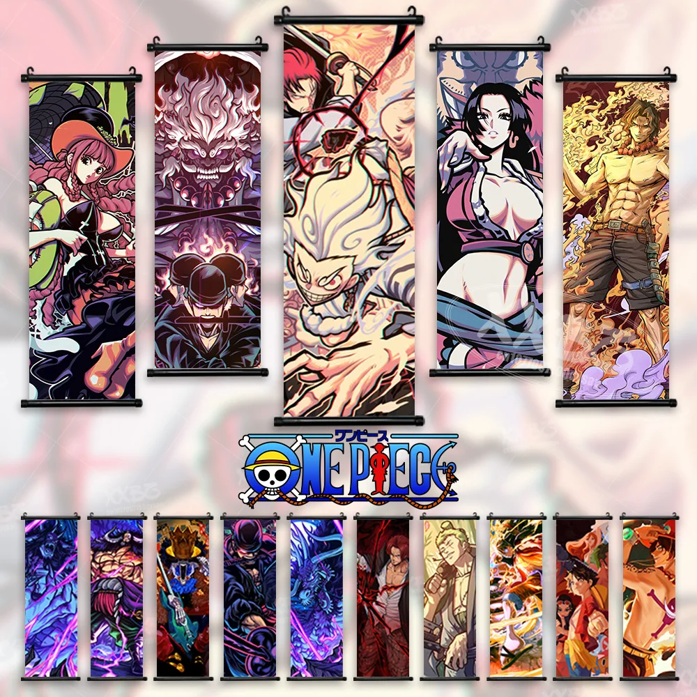 Anime Poster One Piece Home Decoration Monkey D. Rufy Wall Decor Roronoa Zoro Scroll Picture Ace Hanging Painting Kaido Shanks