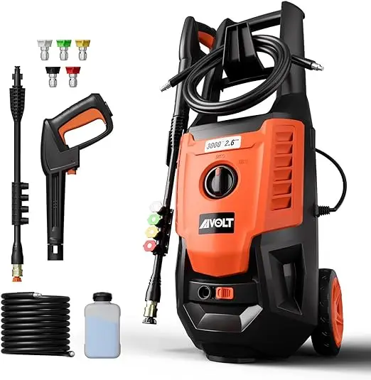 

Electric Pressure Washer 3000PSI 2.6GPM High Pressure Power Washer Electric Powered 1800W Portable with 5 Nozzles for Car