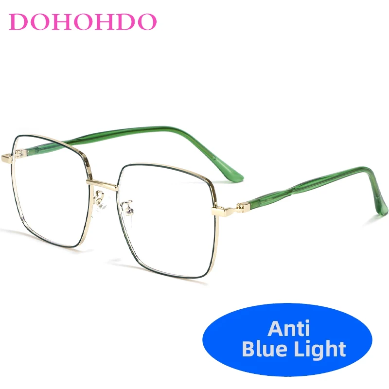 

DOHOHDO Fashion Men Large Frame Eyewear Retro Square Anti Blue Rays Women Brand Glasses Luxury Metal Computer Goggles Eyeglasses