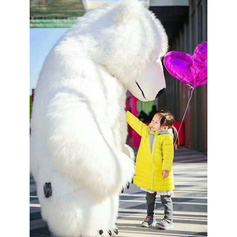 10ft Giant Inflatable Polar Bear Costume Adult Blow Up Fur Plush Mascot Suit Animal Inflated Garment for Party Events no battery mascot costume