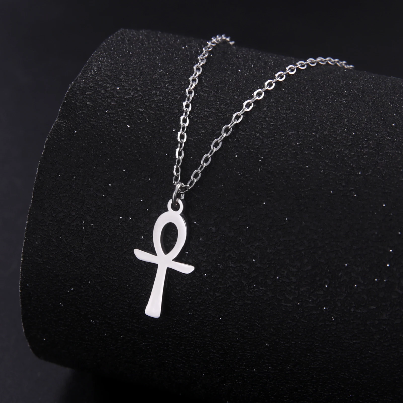 LIKGREAT Vintage Stainless Steel Ankh Cross Egyptian Amulet Pendant Necklace Religious Collar Chain Jewelry for Women Men - Image 3