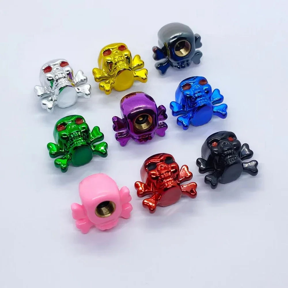 4 pezzi coprivalvola per stelo pneumatico a forma di teschio universale per auto camion moto guarnizione antiruggine tappi valvola per pneumatici set bicicletta ruota auto