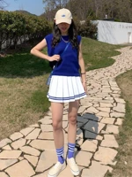 Mode Preppy Style jupes plissées femmes 2025 printemps été nouvelle une ligne robe courte douce fille taille haute Petchwork jupe rue 5