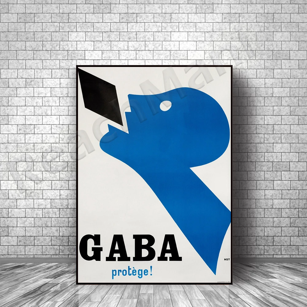 Nichel Stolling "Gaba Protege!" Poster Modernismo Retrò Originale, Oggetti Svizzeri, Design E Poster Da Viaggio, Conservazione