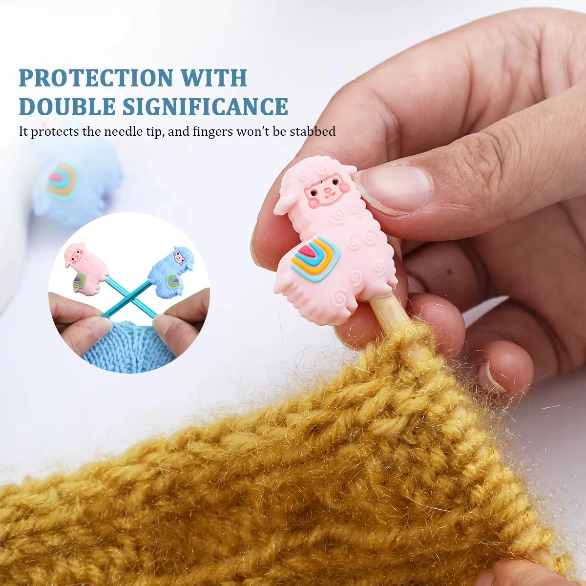 2/4/6/8 قطعة الكرتون الحيوان إبرة نقطة حماة إبرة الحياكة سدادات لطيف رسائل الحياكة نهاية قبعات لملحقات الحياكة