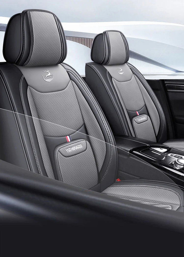Ganzjahres-Autositzbezug aus PU-Leder, vollständig umschlossener Sitzschutz, wasserdicht, universelle Passform, Limousine, SUV, Pick-up-LKW-Sitz – Detail 2