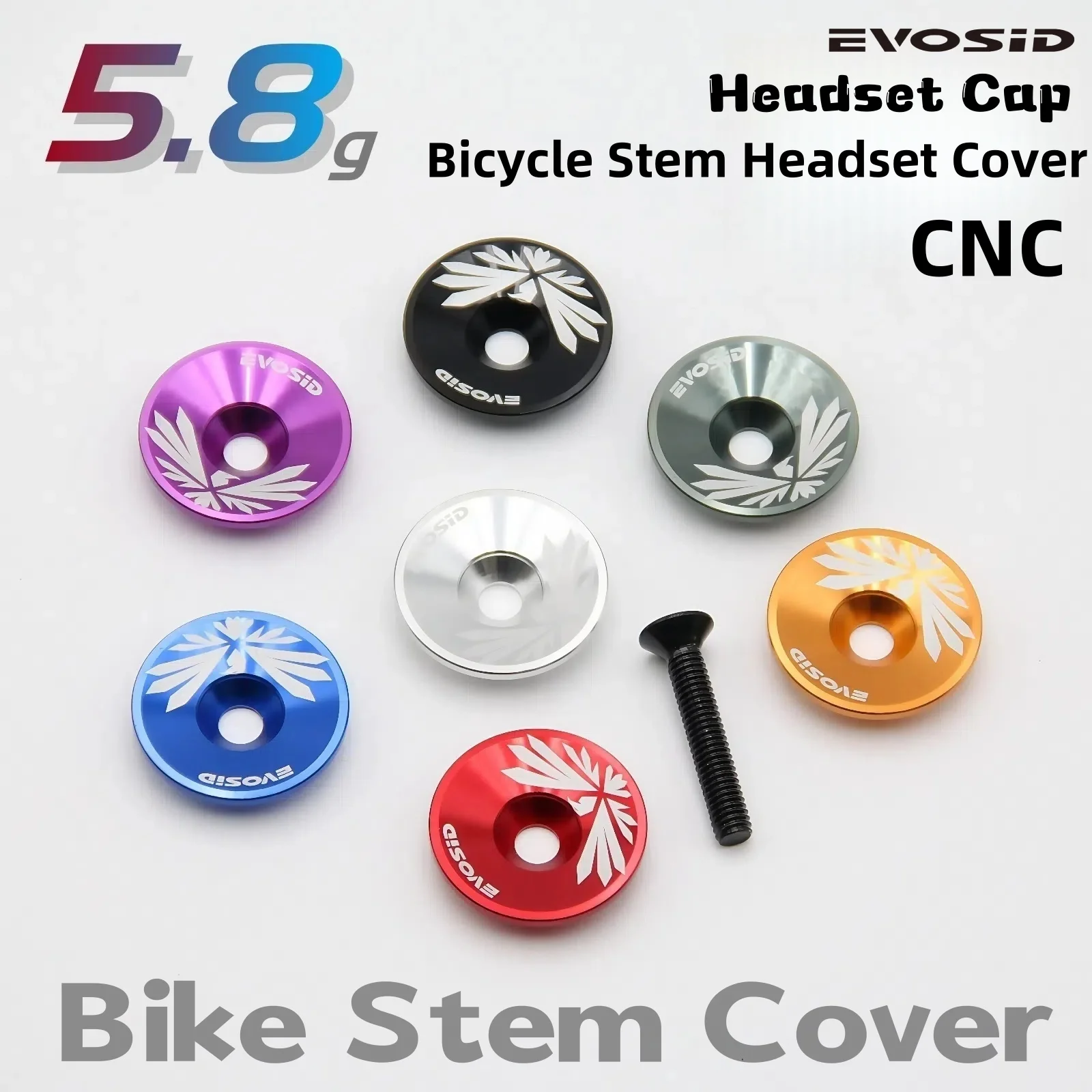 EVOSID MTB Bike Stem Cover Ultra Light 5.8g Bicycle Stem Top Cap Aluminum Alloy Headset Top Cap Mountain Bicycle Stem Cap Fork
