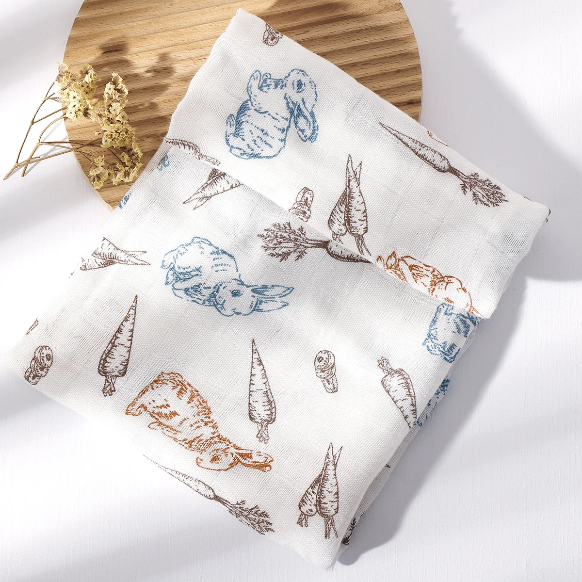 HappyFlute One Piece 60*60CM Multi-Function Muslin Swaddle Feeding Burp Cloth Soft Cotton&Bamboo Baby Face&Hand Wash Wipe