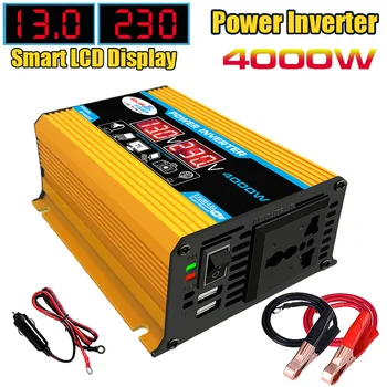 4000W Pure Sine Wave ไฟฟ้าในรถยนต์อินเวอร์เตอร์ DC 12V To AC 220V 110V แรงดันไฟฟ้า Dual ปลั๊กไฟยูเอสบี converter สำหรับรถบ้าน 1