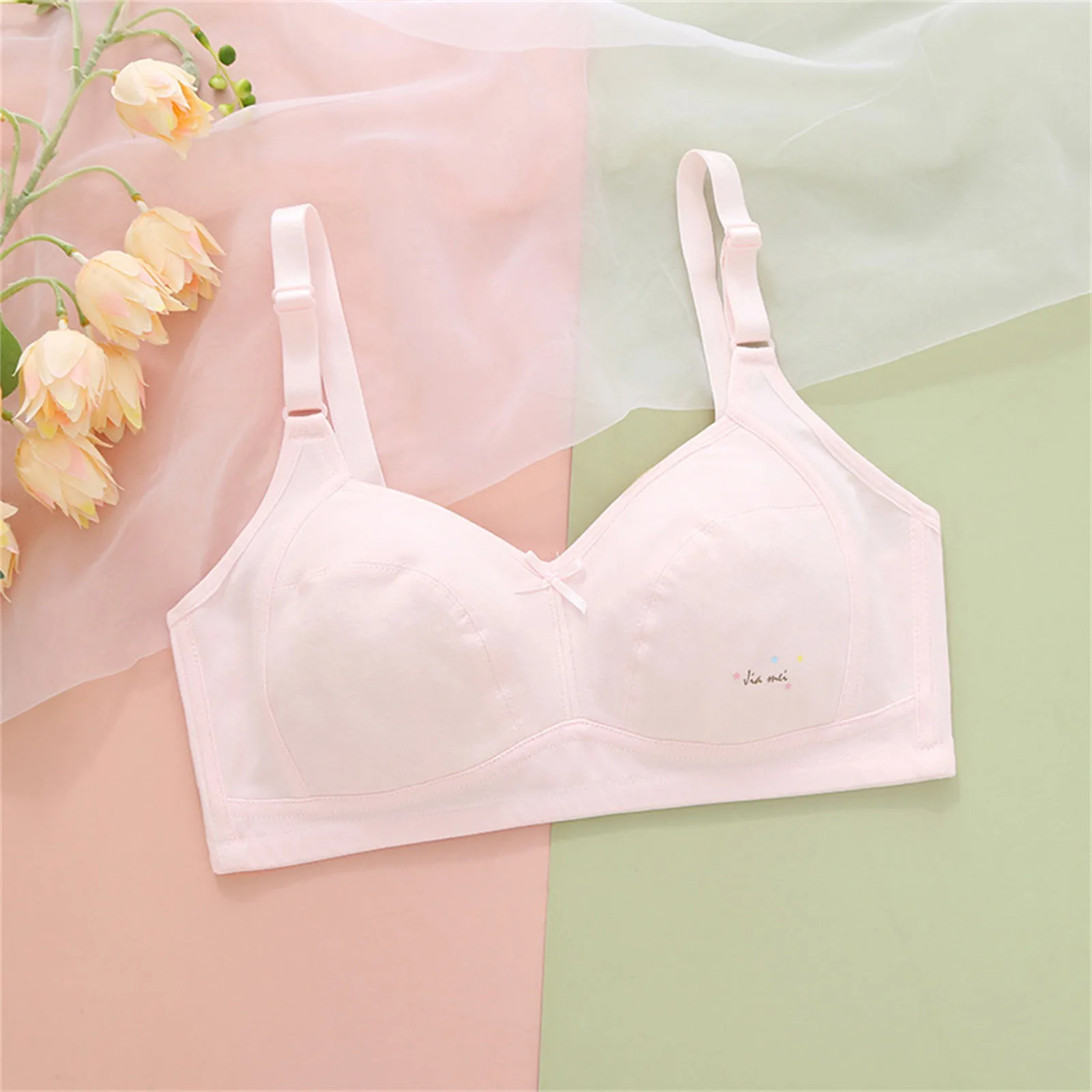 Teen Girls Seamless Training Bras Adjustable Straps Sports Bras Girl'S Comfortflex Fit Seamless Racerback 8 To 14 Years