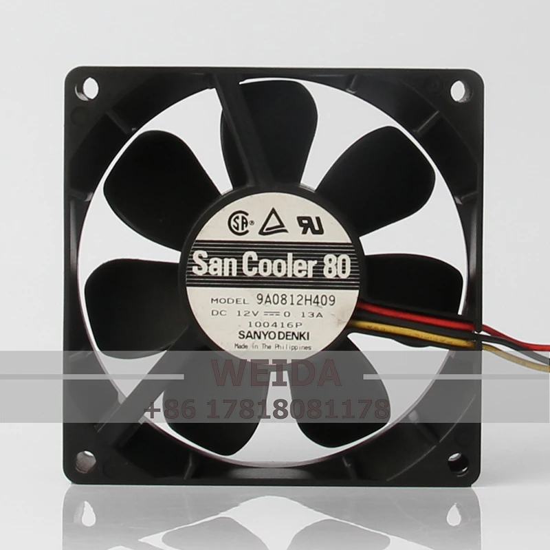 

9A0812H409 Case Cooling Fan for SANYO 12V 0.13A 8CM 8025 9A0812H409 Silent with Speed Measurement Large Air Volume