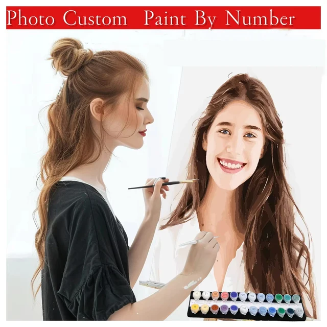 PBYN – Photo personnalisée, peinture par numéros, cadre personnalisé, paysage, animaux, famille, coloriage par numéros, travail manuel, cadeau 1