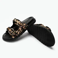 High Quality Leopard Metal Buckle Design Women Slippers Sexy Comfort Non Slip Slide Sandals Summer Size 43 Platform Flip Flops - Image 4
