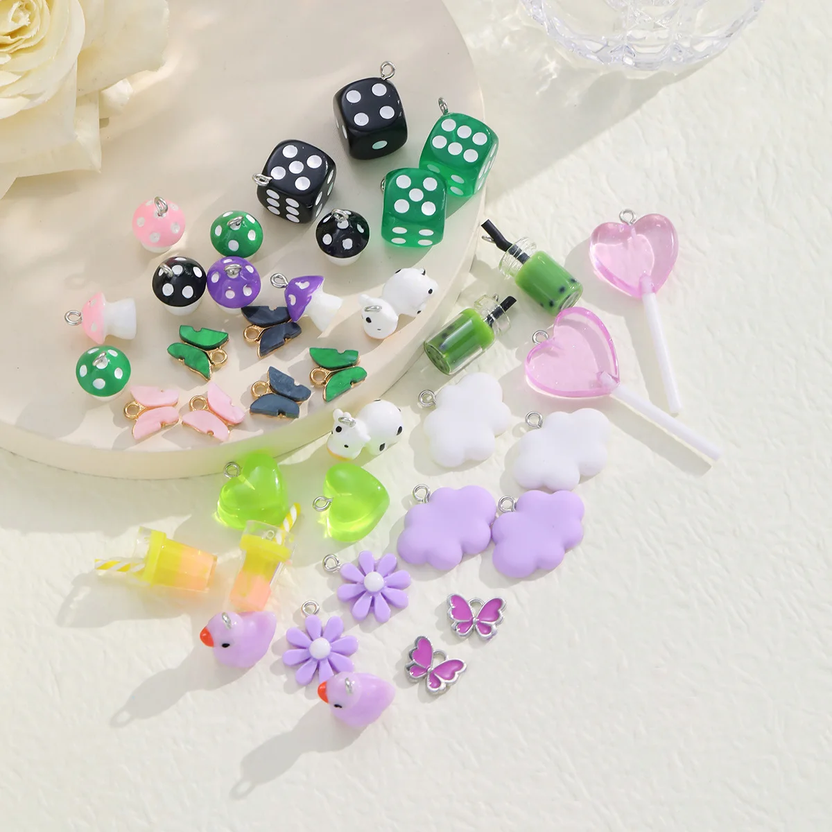 New Cartoon Design DIY Earrings Accessories Set for Women Cute Colored Resin Animal Dangle Earrings Sweet Girl Jewelry Gifts