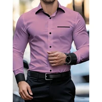 Chemises pour hommes, chemises décontractées à manches longues pour hommes, chemise à double boutonnage style anglais, chemise à revers, vêtements pour hommes, hauts de mode pour hommes 5