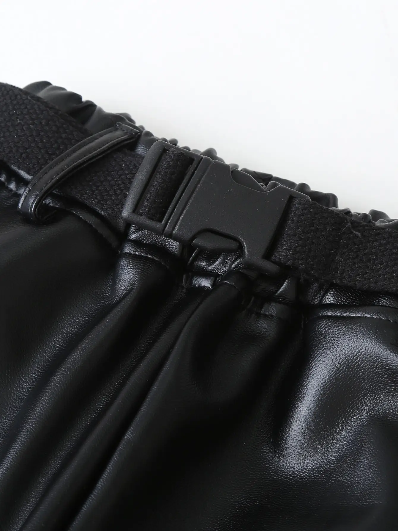 PU Leather Pants Clothing Elastic Waistband Solid Color Big Pockets For Children