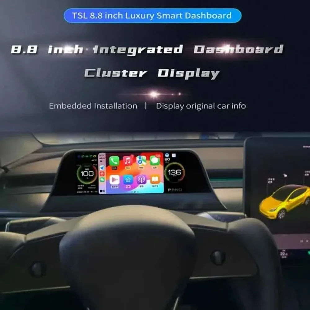 테슬라 모델 Y/3용 LCD 계기판 터치스크린 헤드업 디스플레이 (CarPlay, 안드로이드 오토, 운전자 모니터링 기능 포함) 신에너지 자동차
