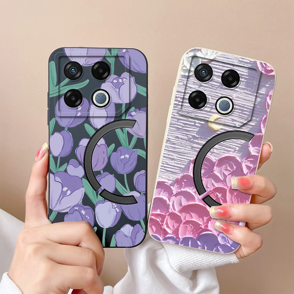 Cute Healing Pattern Soft Liquid Silicone Protective Phone Case Back Cover