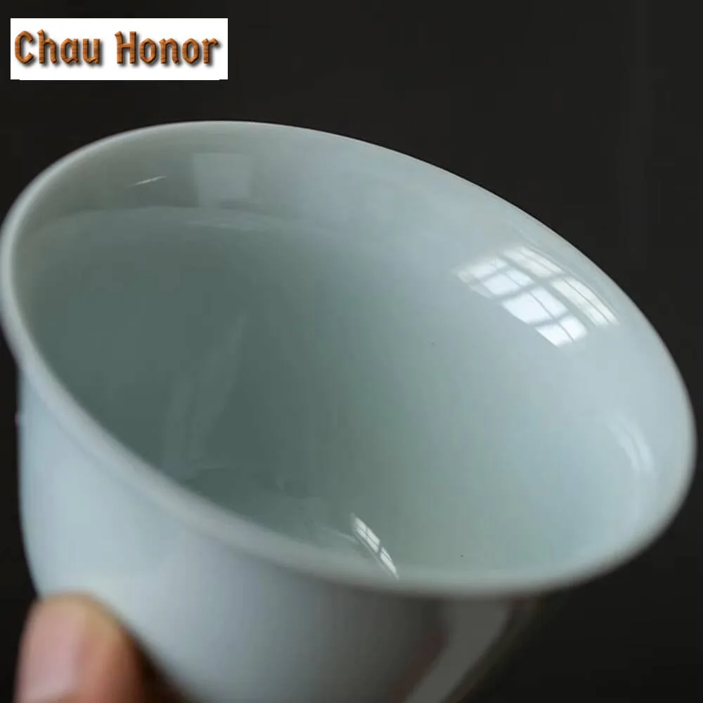 150ml Antique Misty Blue Glazed Porcelain Hand Grab Gaiwan Boutique Tea Tureen Tea Maker Cover Bowl Tea Services Supplies Gift