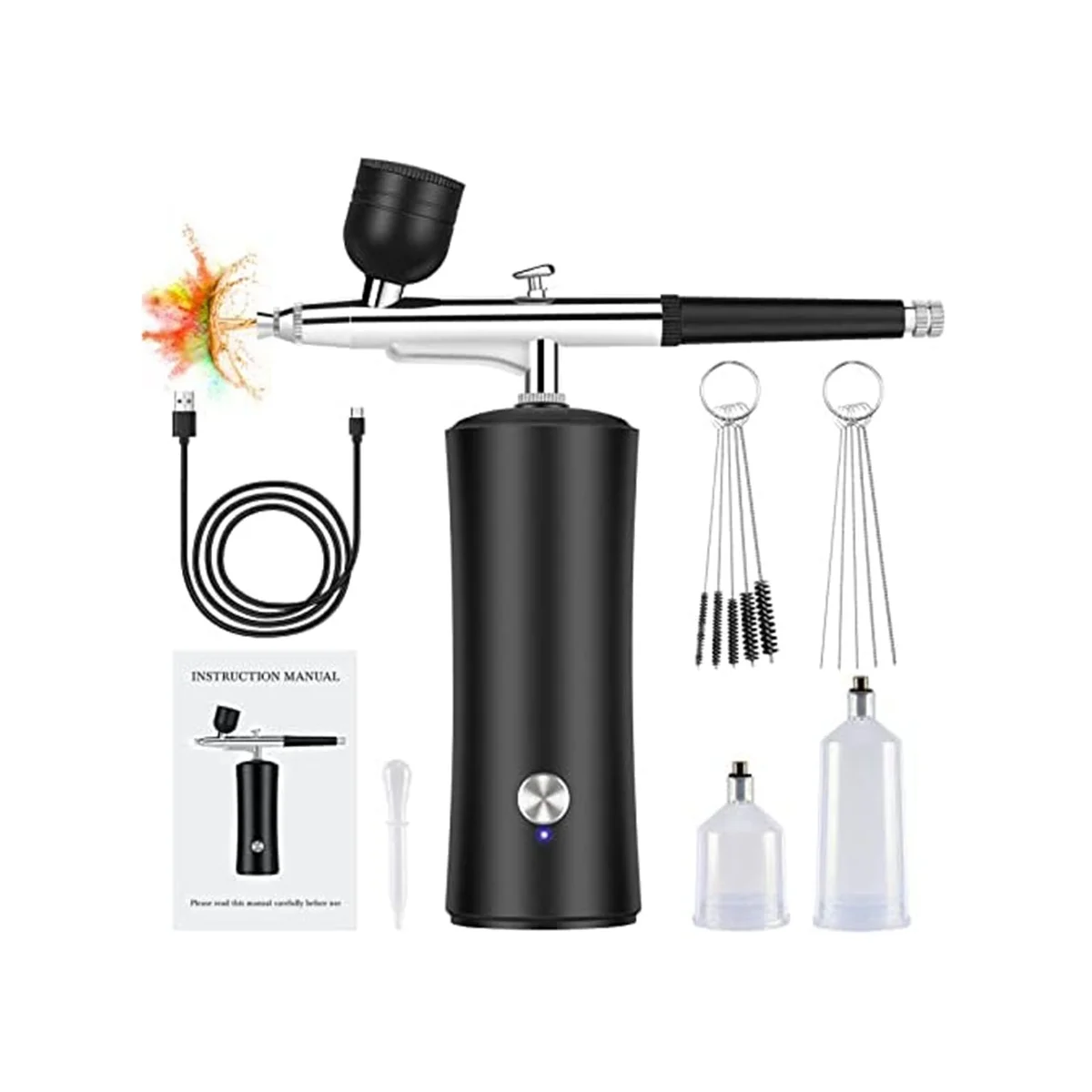 

Airbrush Kit Compressor, 30PSI Airbrush Rechargeable Portable Handheld Cordless , for Tattoos,Cosmetics