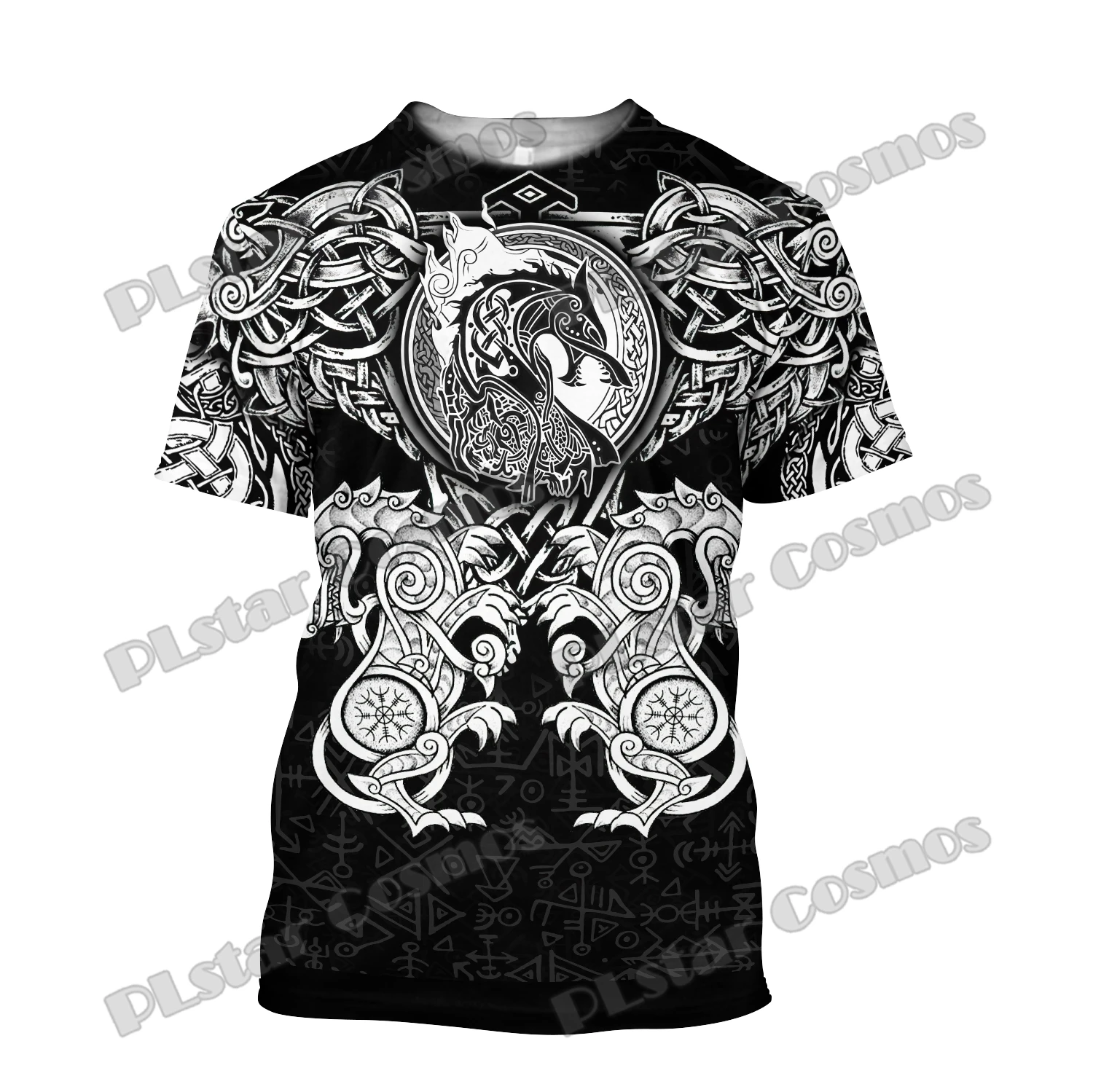 Sommer Männer T-Shirt Mjolnir Odin Drachen Tattoo 3d gedruckt T-Shirt Harajuku lässig Kurzarm T-Shirts Unisex Tops TX-195 – Detail 12