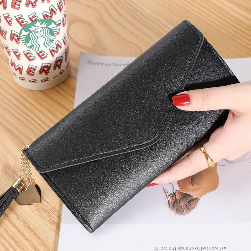Long Women Wallet Female Purses Tassel Coin Purse Card Holder Wallets Female Pu Leather Clutch Money Bag PU Leather Wallet 2