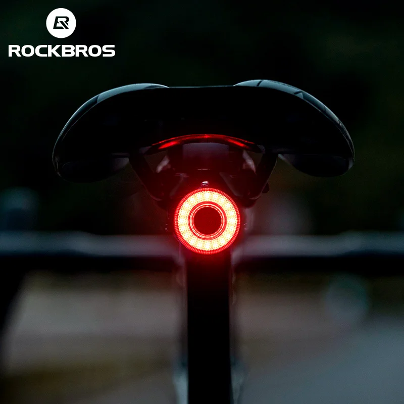ROCKBROS Luz trasera de bicicleta inteligente IPX6 USB tipo C recargable - SENSOR DE FRENO 1